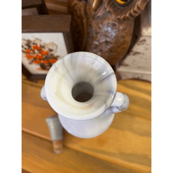 Vintage 1971 Jim Beam Discus Bottle White Marble Slag Glass Greek - Picture 3 of 7